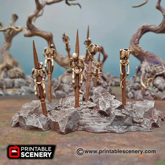 Impaled Skeletons - 28mm 32mm 40mm 54mm 75mm Printable Scenery Shadowfey Wilds Terrain Wargaming D&D DnD Pathfinder