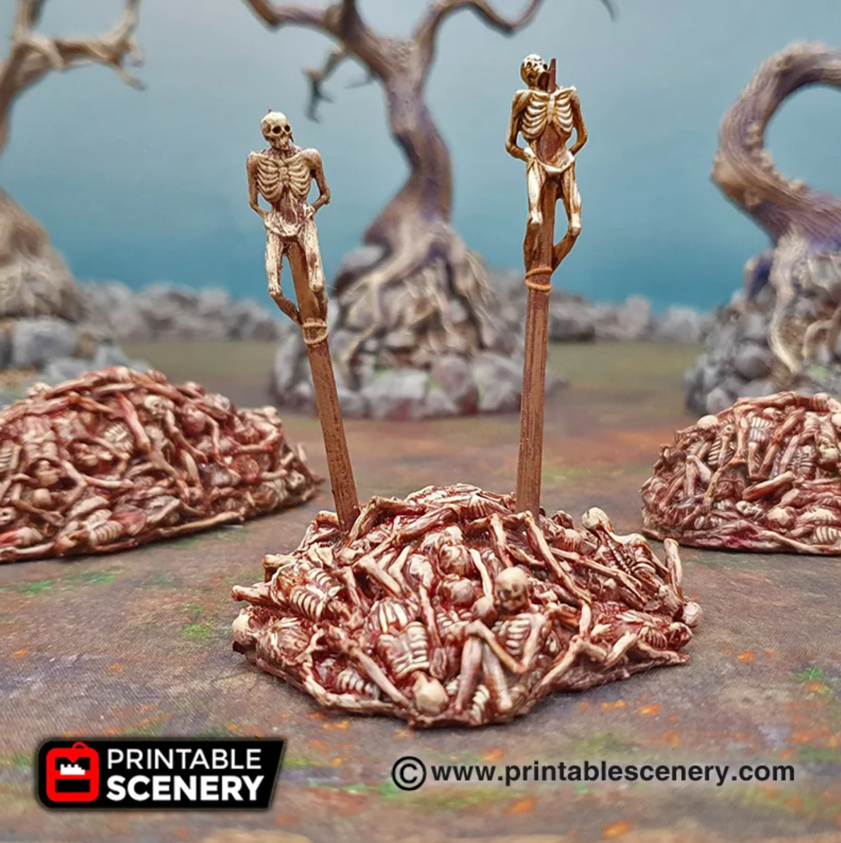 Impaled Skeletons - 28mm 32mm 40mm 54mm 75mm Printable Scenery Shadowfey Wilds Terrain Wargaming D&D DnD Pathfinder