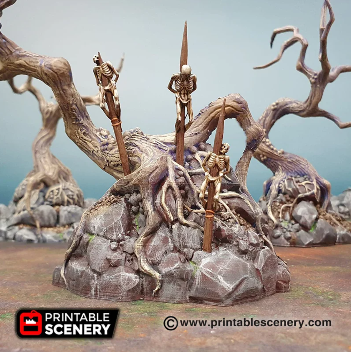Impaled Skeletons - 28mm 32mm 40mm 54mm 75mm Printable Scenery Shadowfey Wilds Terrain Wargaming D&D DnD Pathfinder