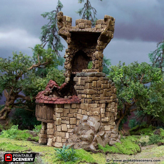 Hagglethorn Ruined Tower from Hagglethorn Hollow Printable Scenery 15mm 20mm 28mm 32mm Terrain D&D DnD Pathfinder Garden Tabletop Gaming, Role-playing, RPG, D&D
