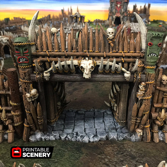 Entry Gates for Tribal Ramparts | 15mm 20mm 28mm 32mm | Shadowfey Scatter Terrain | D&D, DnD, Warhammer 40K Pathfinder Frostgrave