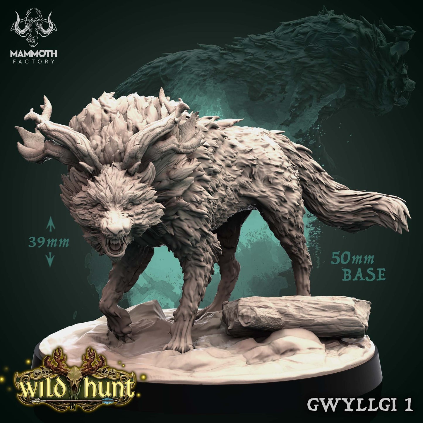 Gwyllgi | Mammoth Factory | 3D Printed Resin Miniature | Dungeons and Dragons | Pathfinder | Tabletop Role Playing | AoS | D&D