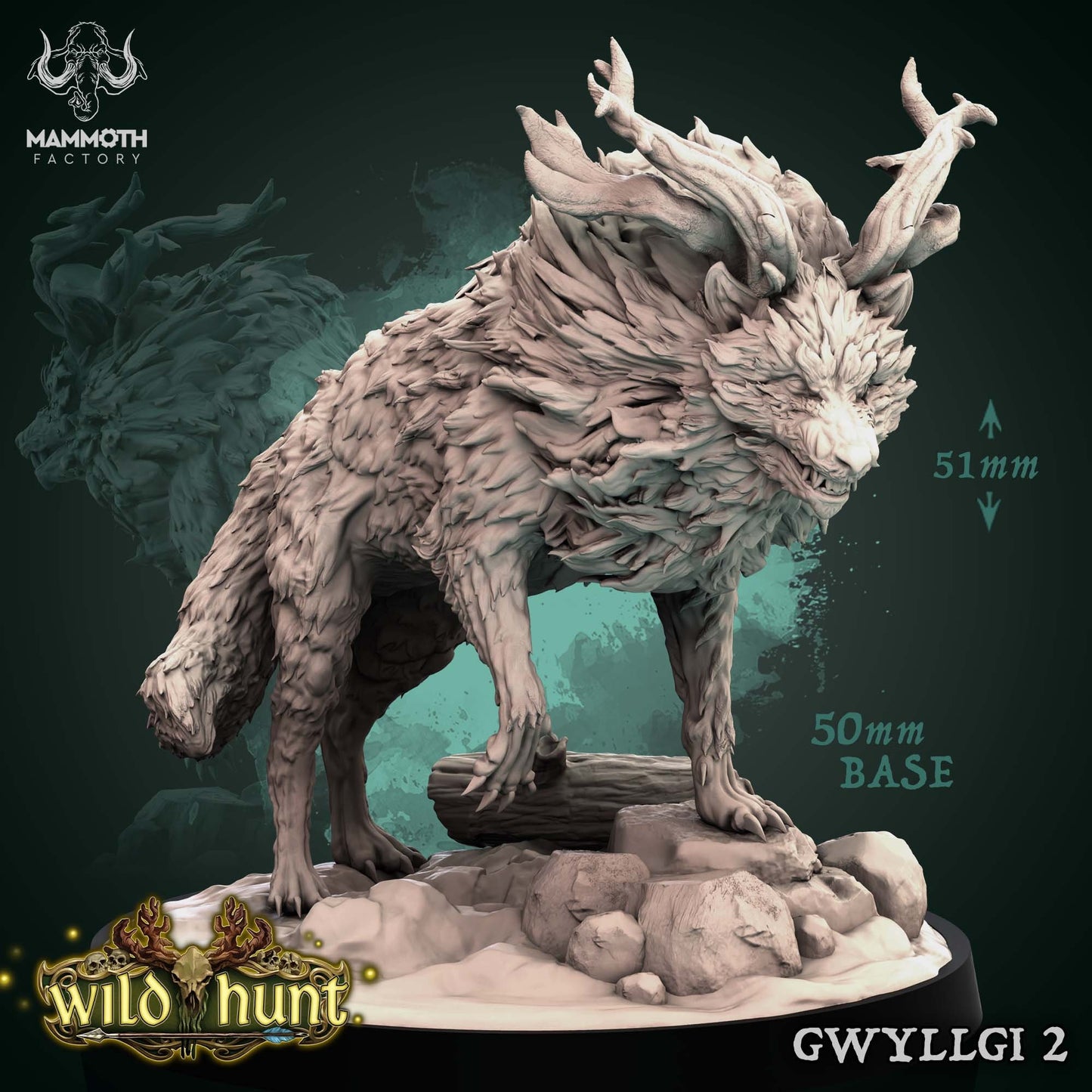 Gwyllgi | Mammoth Factory | 3D Printed Resin Miniature | Dungeons and Dragons | Pathfinder | Tabletop Role Playing | AoS | D&D