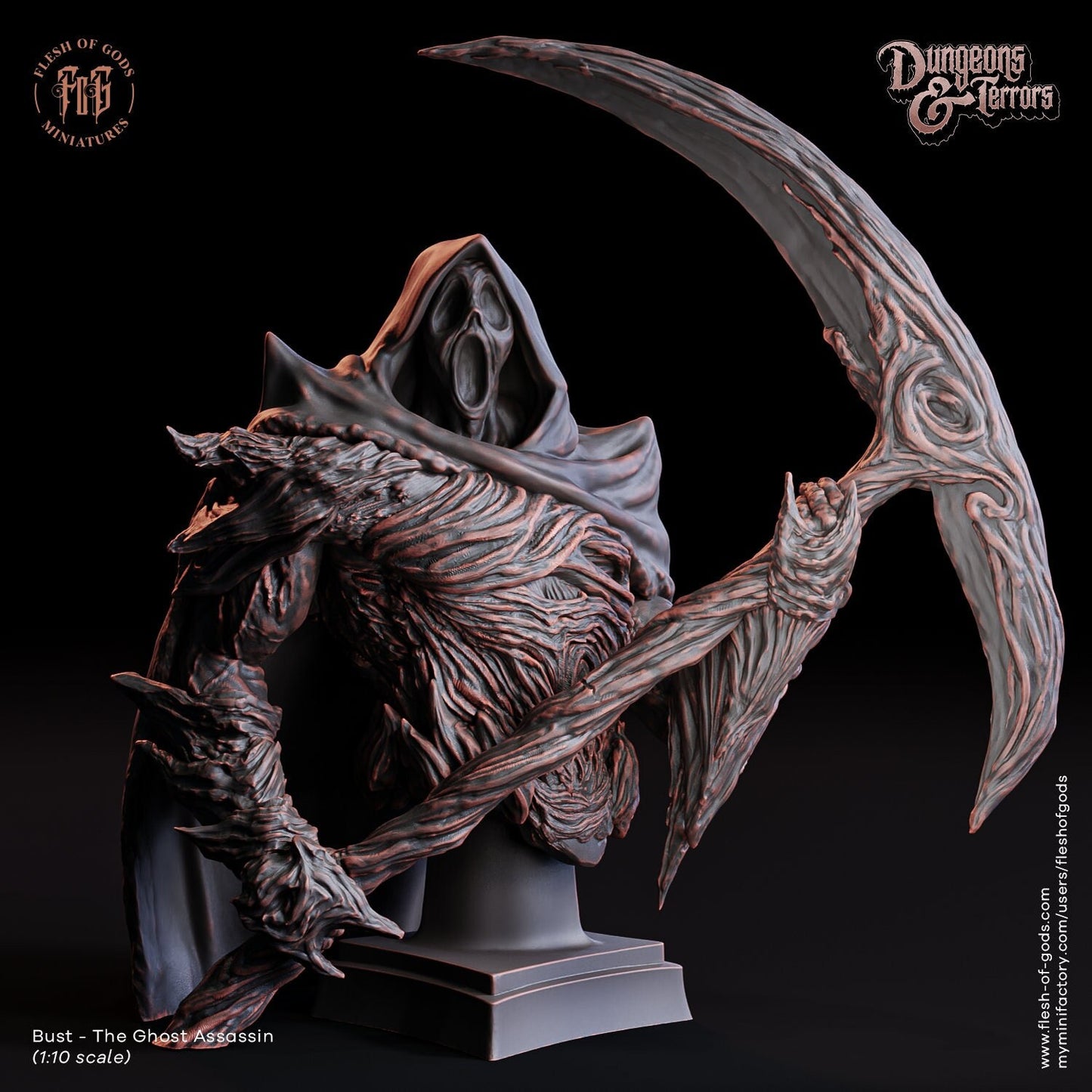 The Ghost Assasin Bust | Flesh of Gods | 3D Printed Resin Miniature | Dungeons and Dragons | Pathfinder | Tabletop Role Playing | D&D