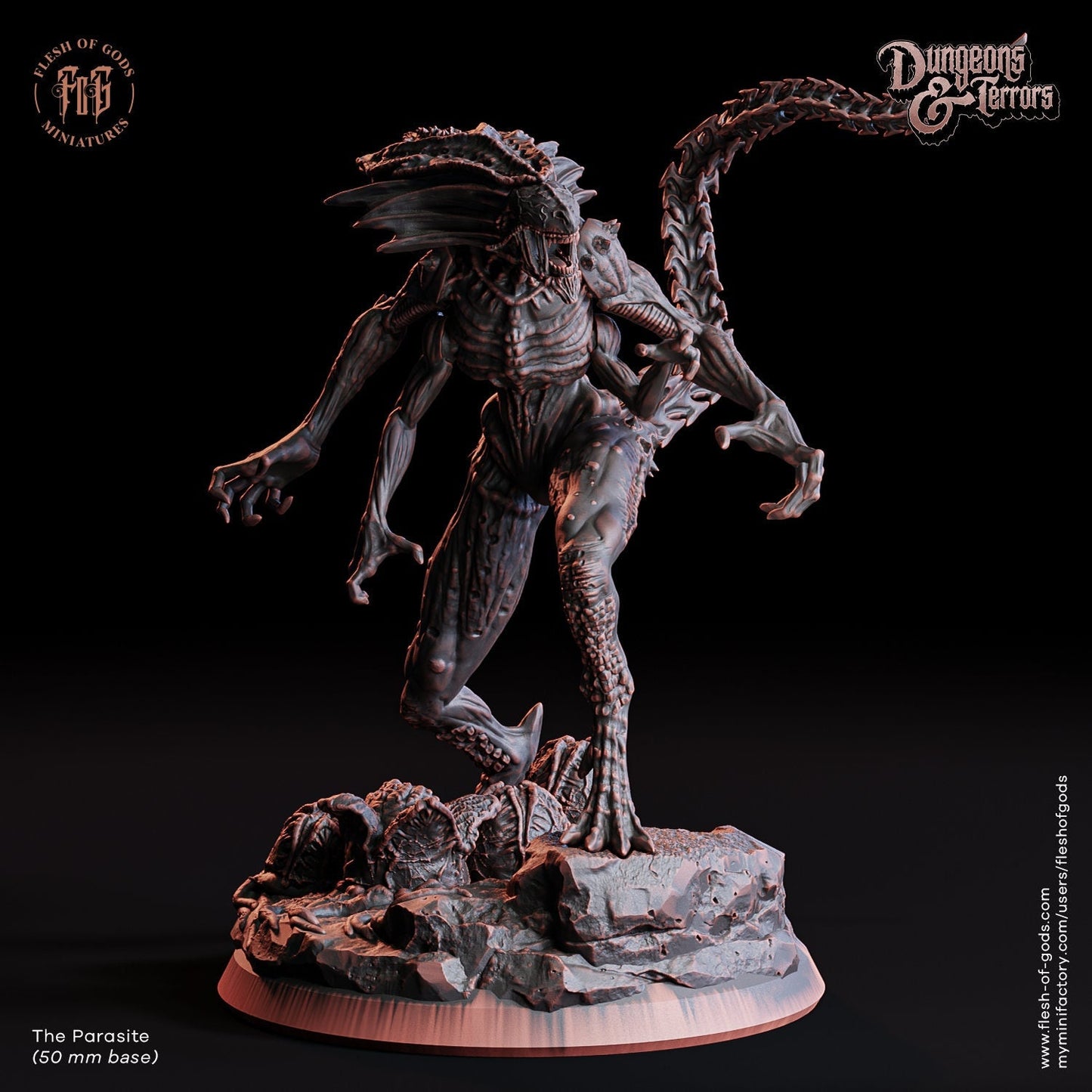 The Parasite | Flesh of Gods | Enemy | 3D Printed Resin Miniature | Dungeons and Dragons | Pathfinder | Tabletop Role Playing | D&D