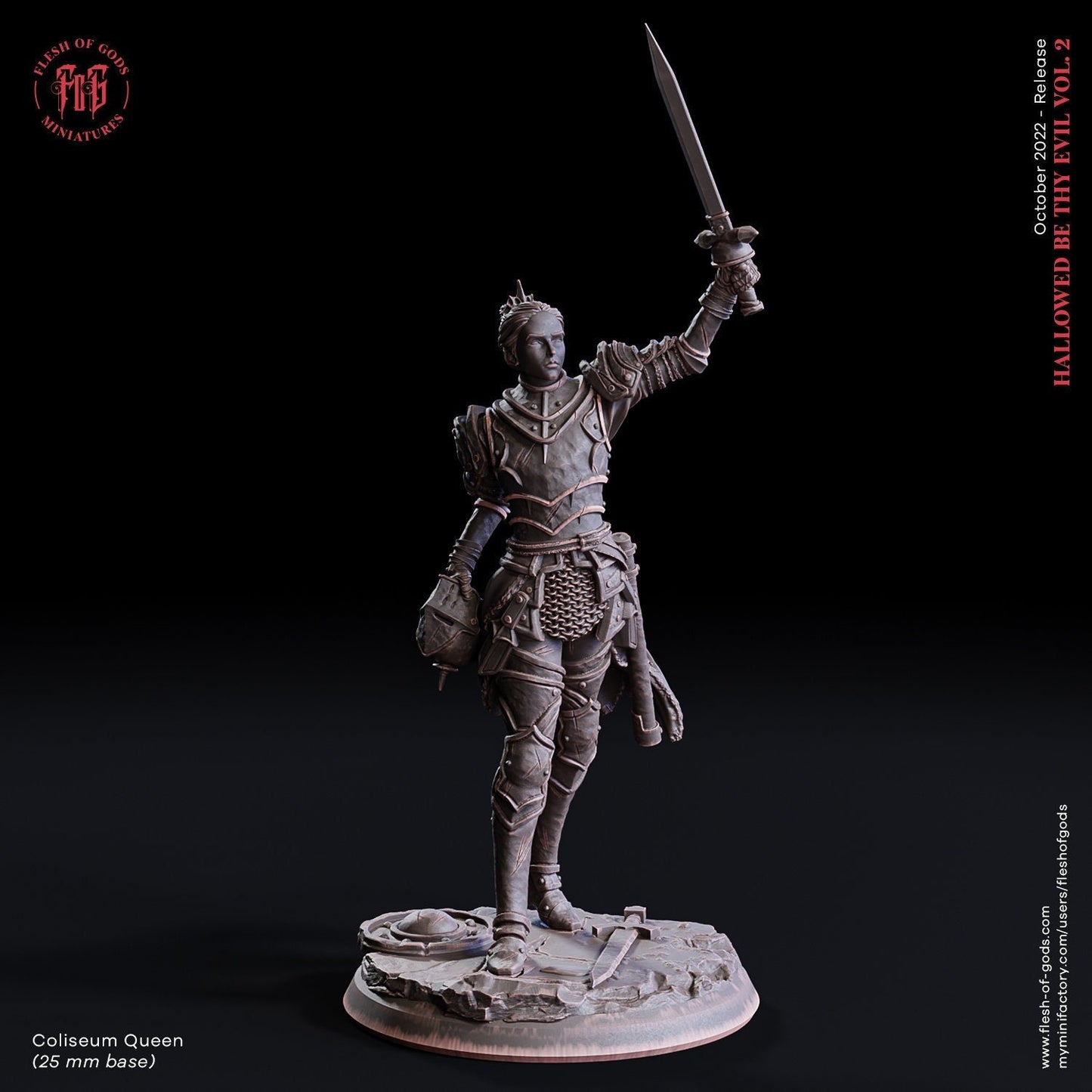 The Coliseum Queen | Flesh of Gods | Hero | 3D Printed Resin Miniature | Dungeons and Dragons | Pathfinder | Tabletop Role Playing | D&D