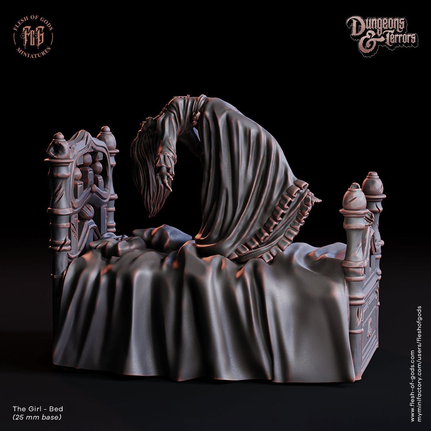 The Girl - Bed | Flesh of Gods | Hero | 3D Printed Resin Miniature | Dungeons and Dragons | Pathfinder | Tabletop Role Playing | D&D