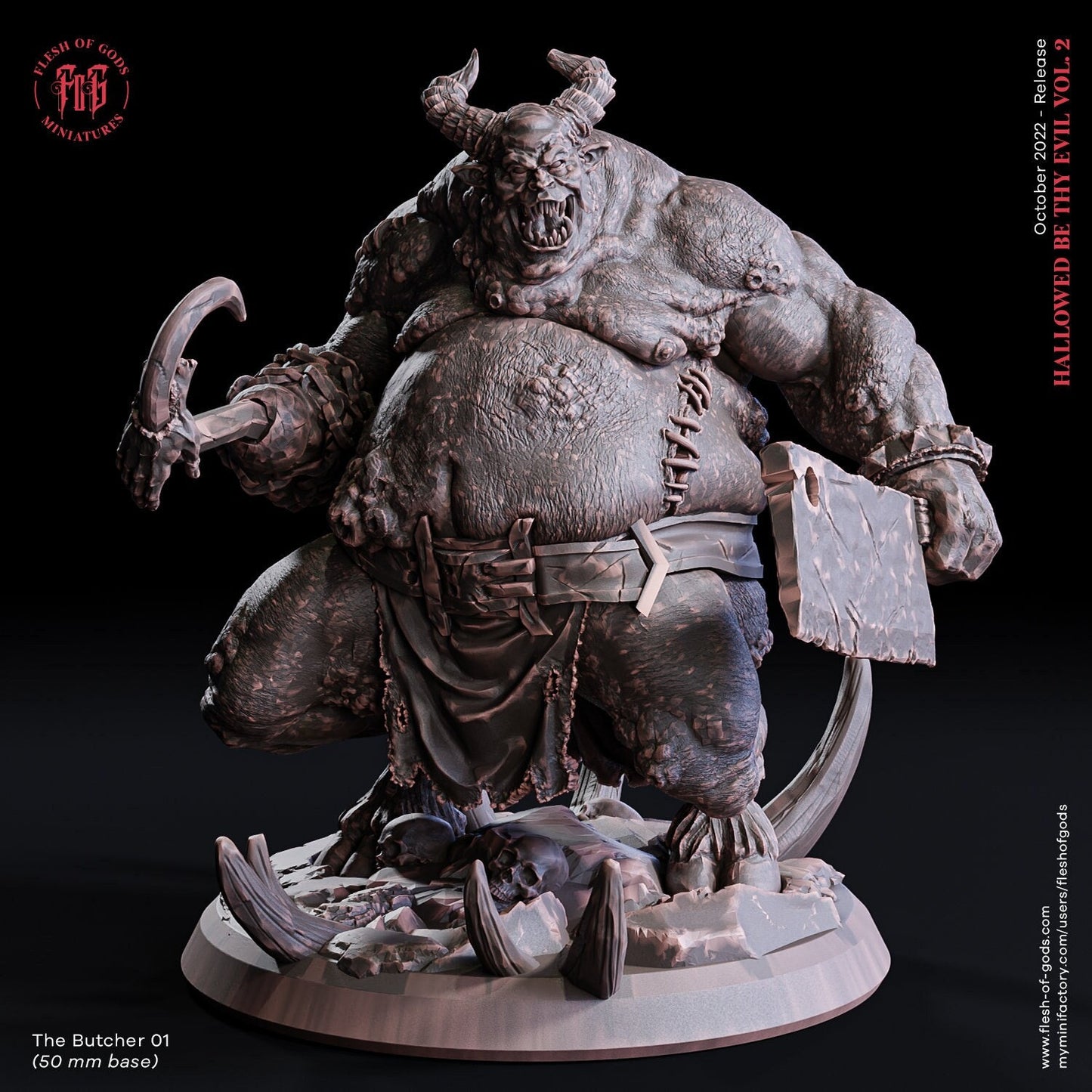 The Butcher 01 | Flesh of Gods | Enemy | 3D Printed Resin Miniature | Dungeons and Dragons | Pathfinder | Tabletop Role Playing | D&D