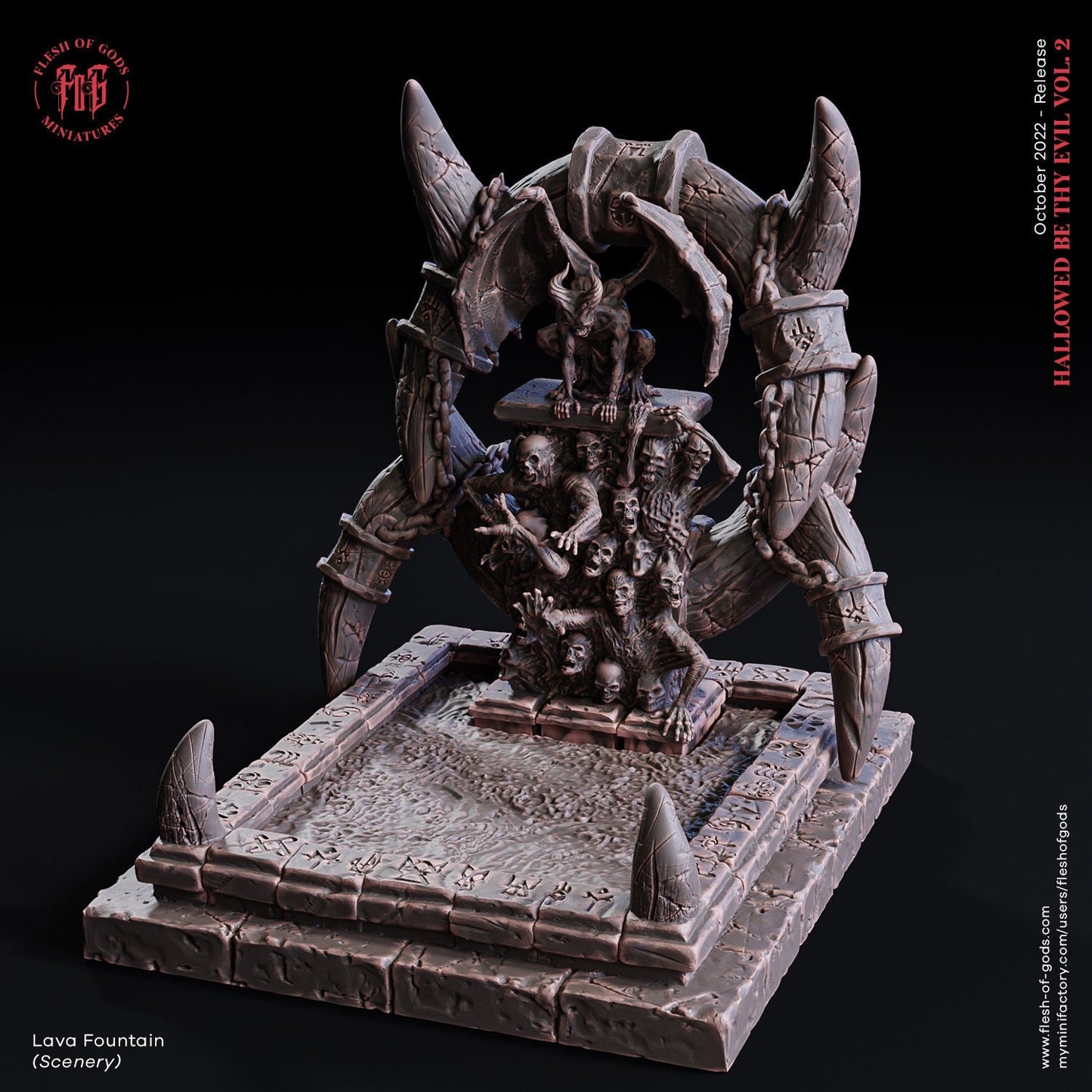 Lava Fountain | Flesh of Gods | Scenery | 3D Printed Resin Miniature | Dungeons and Dragons | Pathfinder | Tabletop Role Playing |