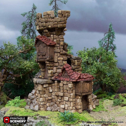 Hagglethorn Ruined Tower from Hagglethorn Hollow Printable Scenery 15mm 20mm 28mm 32mm Terrain D&D DnD Pathfinder Garden Tabletop Gaming, Role-playing, RPG, D&D
