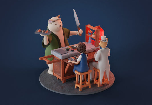 Cat returns diorama - to paint for fun