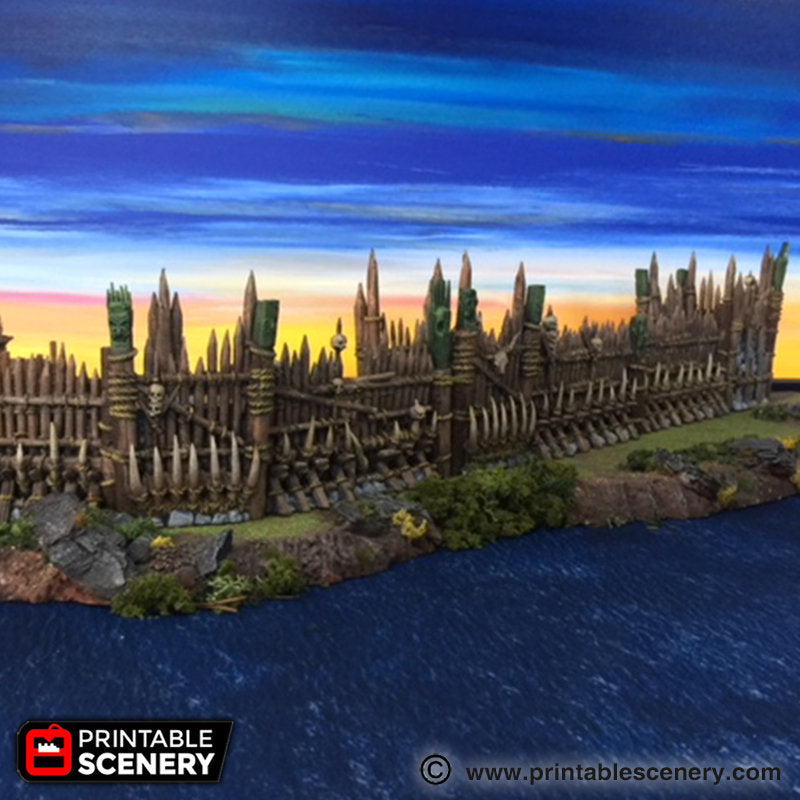 Tribal Ramparts | 15mm 20mm 28mm 32mm | Dwarves, Elves and Demons  Scatter Terrain | D&D, DnD, Warhammer 40K Pathfinder Frostgrave