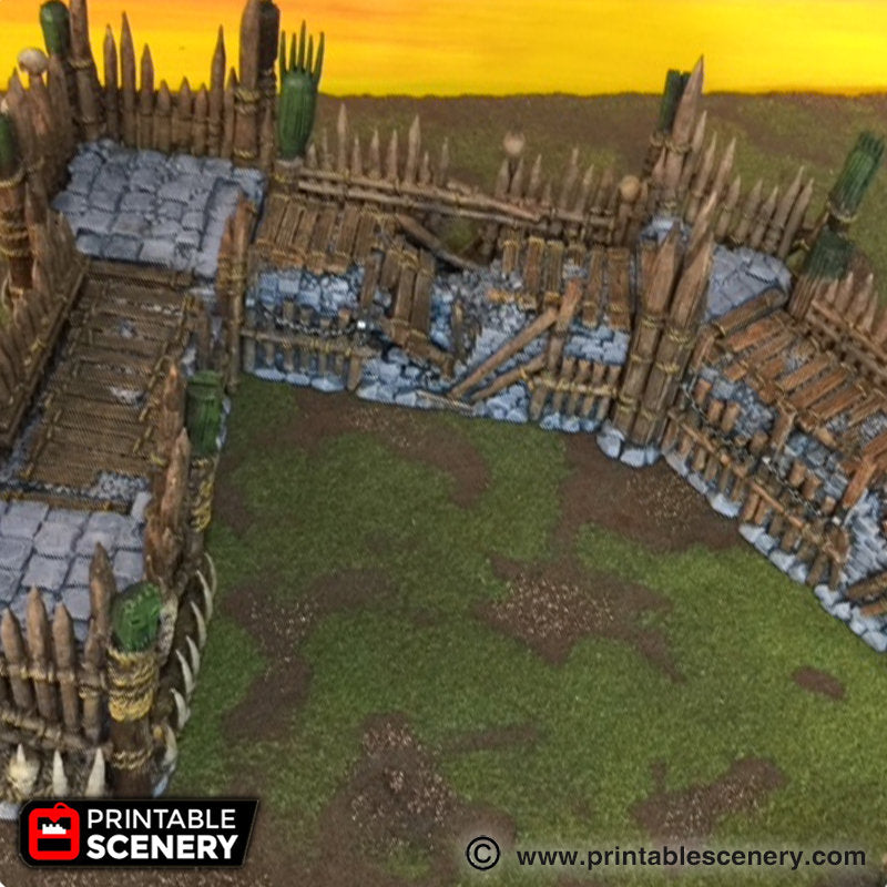 Tribal Ramparts | 15mm 20mm 28mm 32mm | Dwarves, Elves and Demons  Scatter Terrain | D&D, DnD, Warhammer 40K Pathfinder Frostgrave