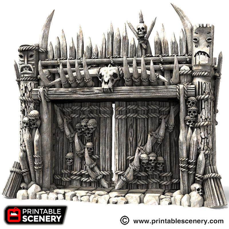 Entry Gates for Tribal Ramparts | 15mm 20mm 28mm 32mm | Shadowfey Scatter Terrain | D&D, DnD, Warhammer 40K Pathfinder Frostgrave