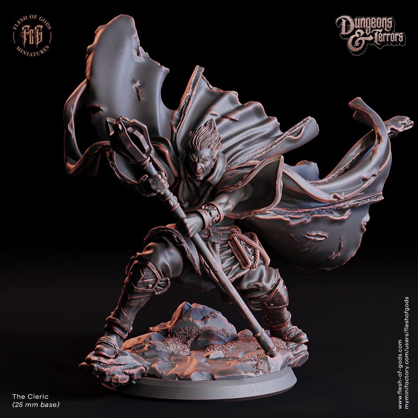 The Cleric | Flesh of Gods | Hero | 3D Printed Resin Miniature | Dungeons and Dragons | Pathfinder | Tabletop Role Playing | D&D