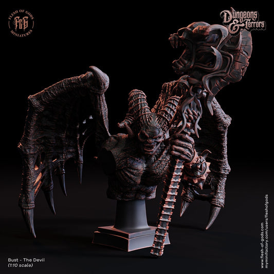 The Devil on a Throne Bust | Flesh of Gods | 3D Printed Resin Miniature | Dungeons and Dragons | Pathfinder | Tabletop Role Playing | D&D