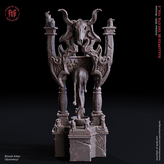 Blood Altar | Flesh of Gods | Scenery | 3D Printed Resin Miniature | Dungeons and Dragons | Pathfinder | Tabletop Role Playing |