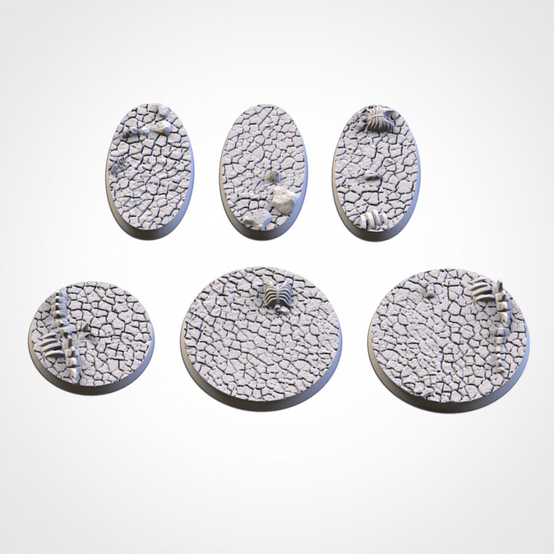 Cracked Desert Round Wargaming Bases | 25mm 32mm 40mm | Txarli Factory