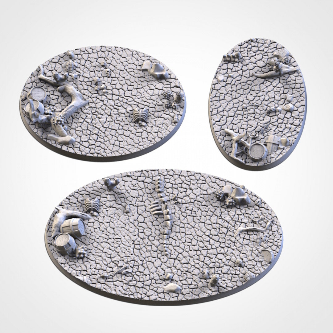 Cracked Desert Round Wargaming Bases | 25mm 32mm 40mm | Txarli Factory