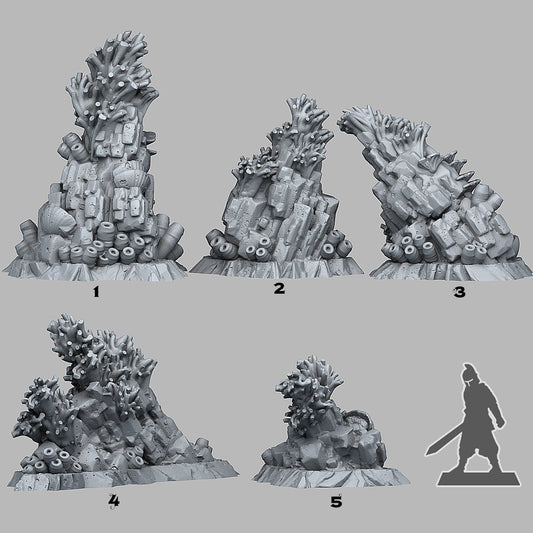 Mystical Coral Rocks  | Scenery and terrain | 3D Printed Resin Miniature | Tabletop Role Playing | AoS | D&D | 40K | Pathfinder